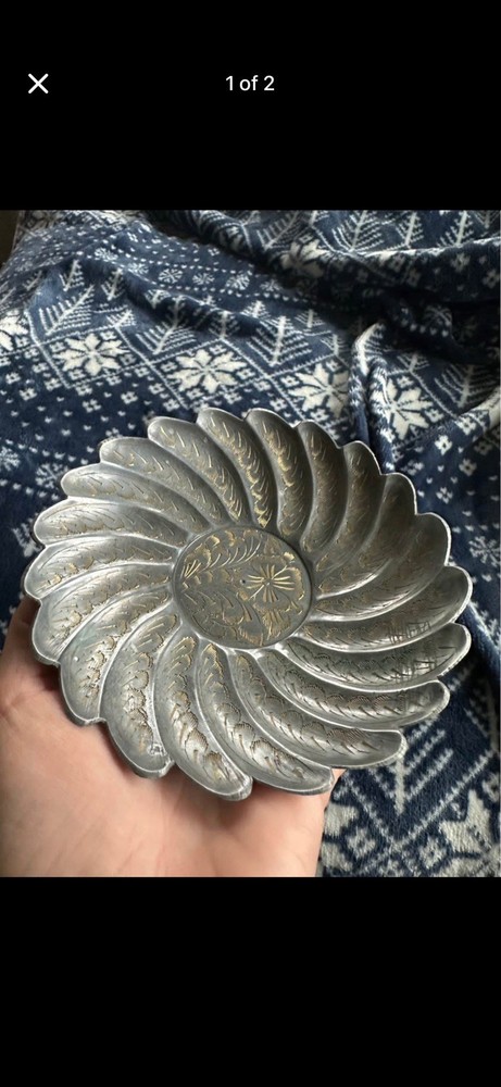 Vintage Silver Scalloped Dish Made In India