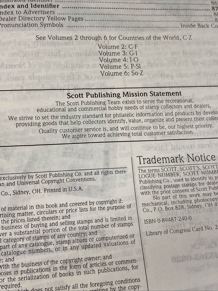 Scott Standard Postage Stamp Catalog Volume 4 Countries J-O - 1999