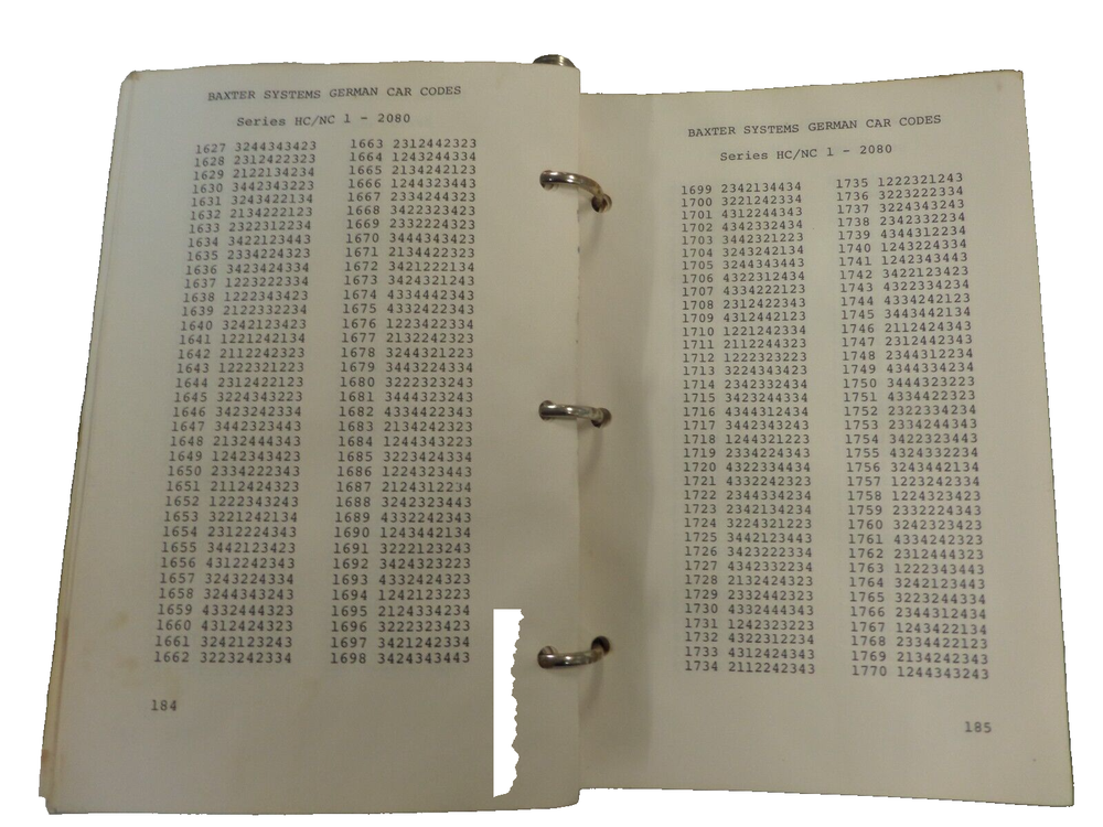 BAXTER GERMAN AUTO CODE BOOK USED GOOD SHAPE