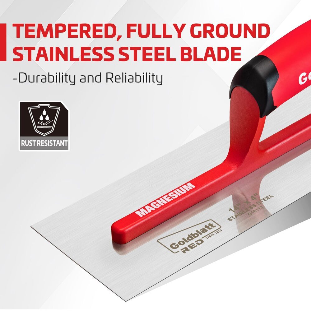 Goldblatt 14"x4" Drywall Trowel Stainless Finishing Masonry Trowel Beveled Blade