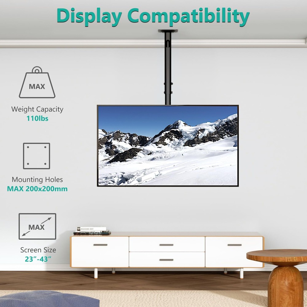 Tv Ceiling Mount Adjustable Bracket Fits Most Led Lcd Oled And Plasma Flat Scree
