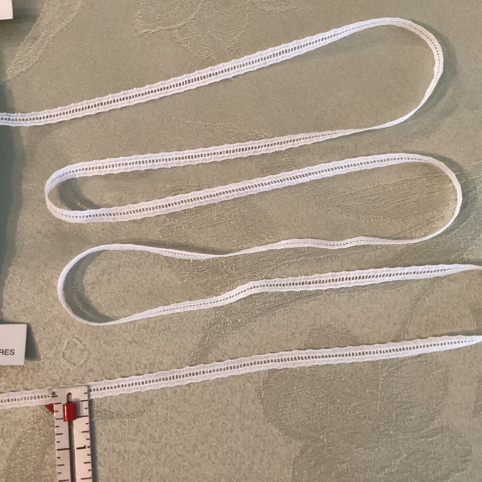 1/4” White Flat English Cotton Ribbon Insertion Trim #2427