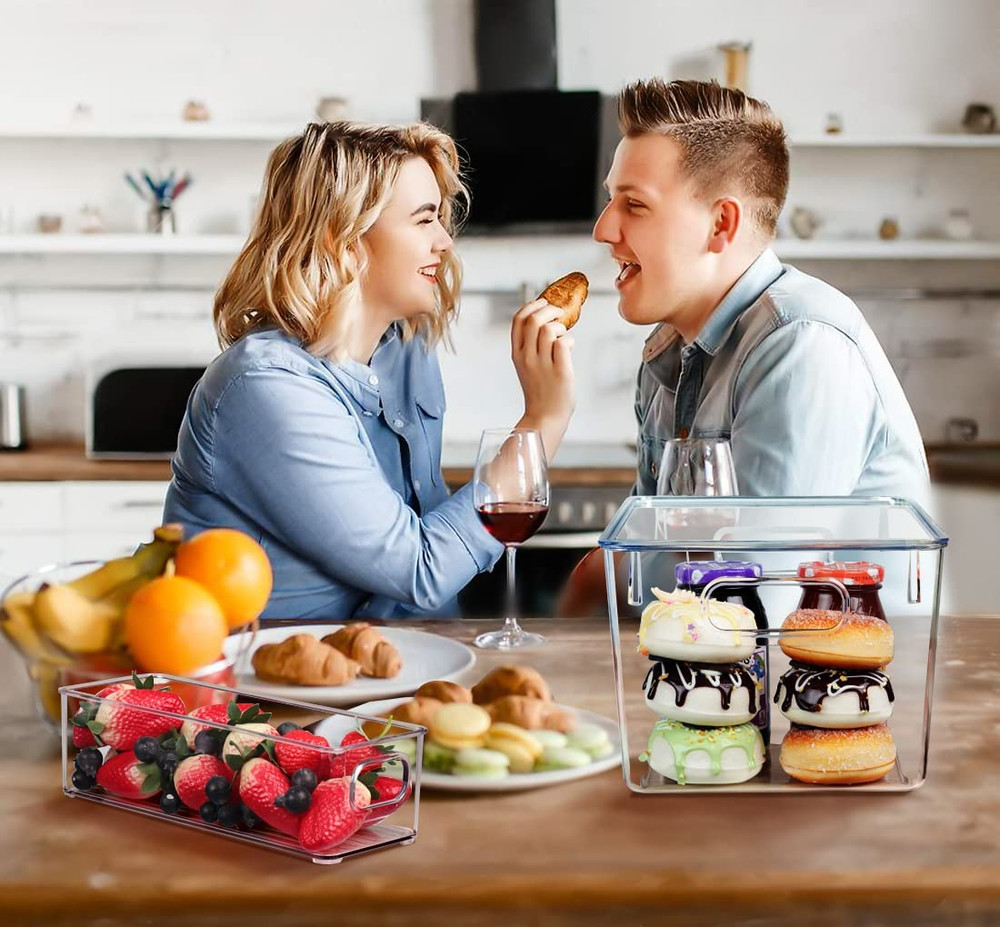 Clear Plastic Storage Bins 8 Set 4 Large & 4 Small Stackable Storage Containers