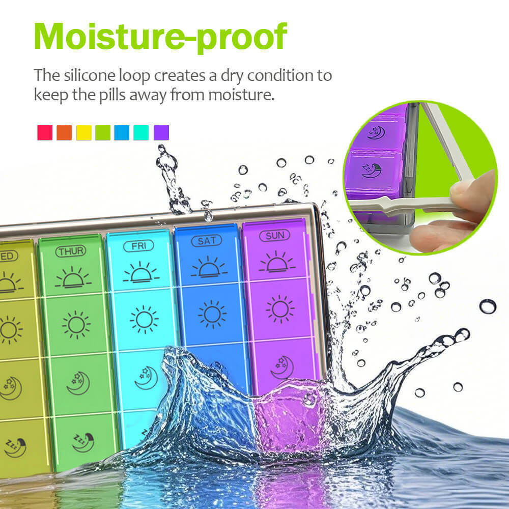 Large Weekly Pill Organizer Moisture-Proof 4 Times a Day 7 day Medicine Storage