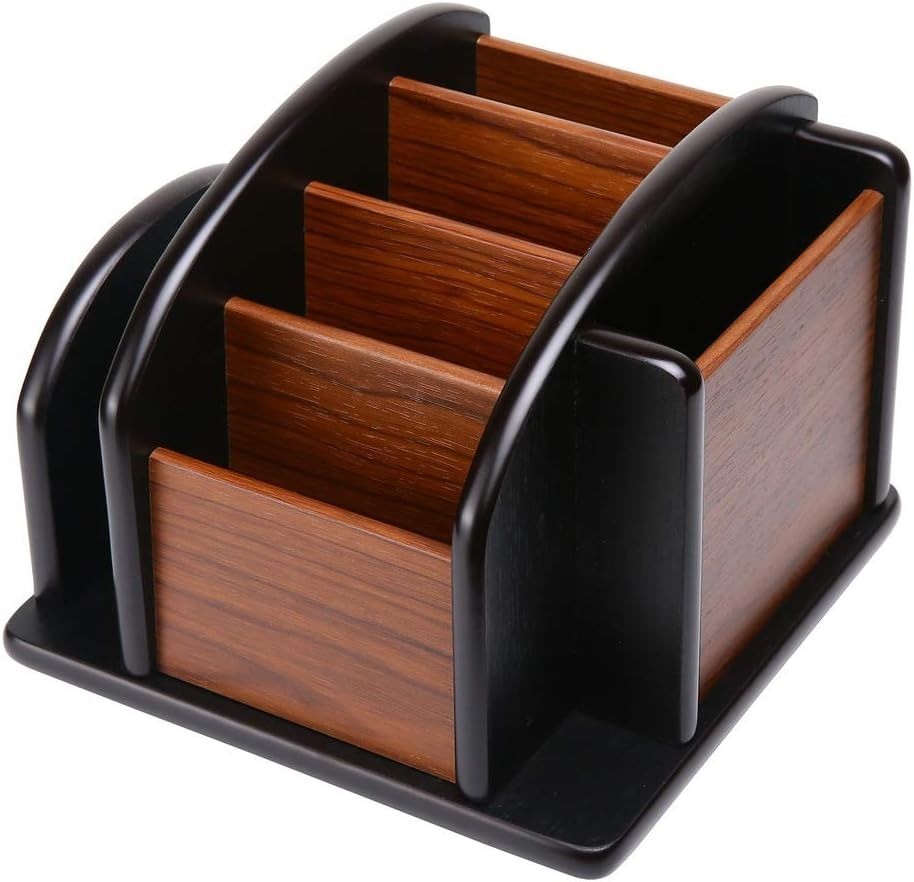 New Revolving Caddy Remote Control Organizer Wooden Storage Holder Box TV Stand