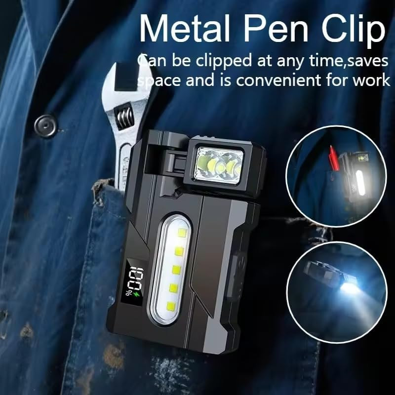 EDC Flashlight Rechargeable, Mini EDC Flashlight with 270° Rotable Lamp Head, 50