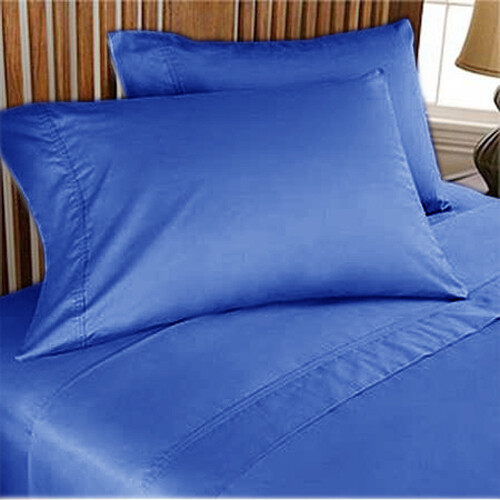 Egyptian Blue Solid Bed Sheet Set Choose Size's 1000 Thread Count 100%Egy Cotton