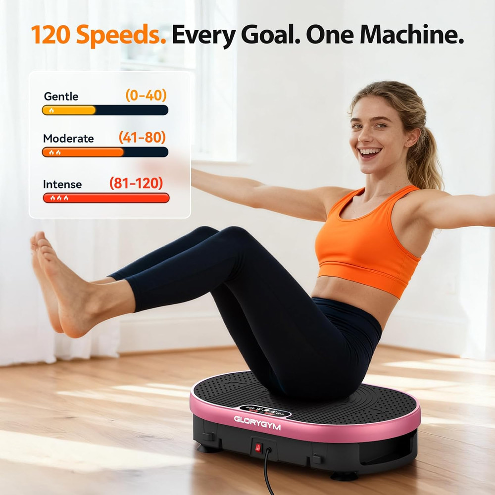 Vibration Plate Exercise Machine, 120 Speed Levels, Compact Design