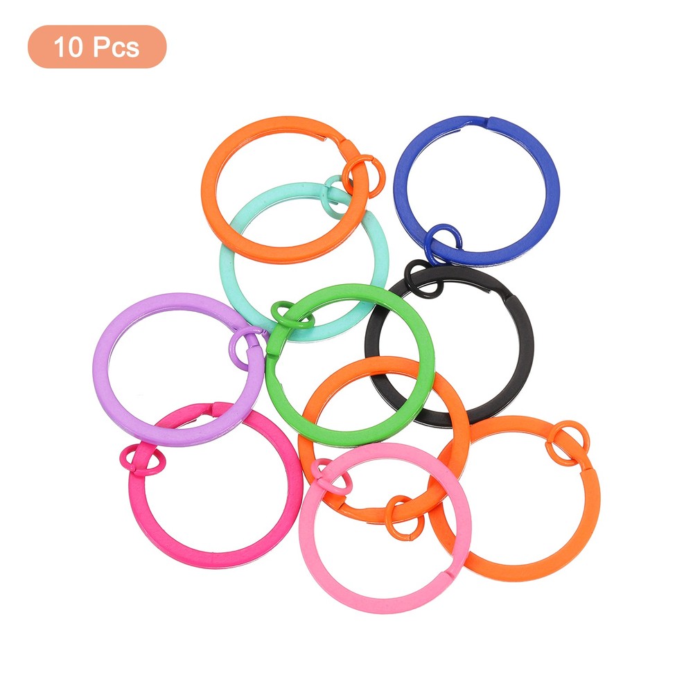 Split Keychain Ring 10Pcs Round Flat Key Holder with Open Jump Ring, Multi Color