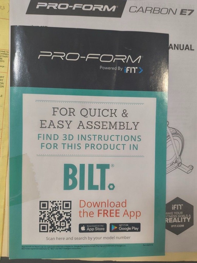 ProForm Carbon E7 Elliptical iFit Compatible Intensity Stride Power Ramp Sturdy