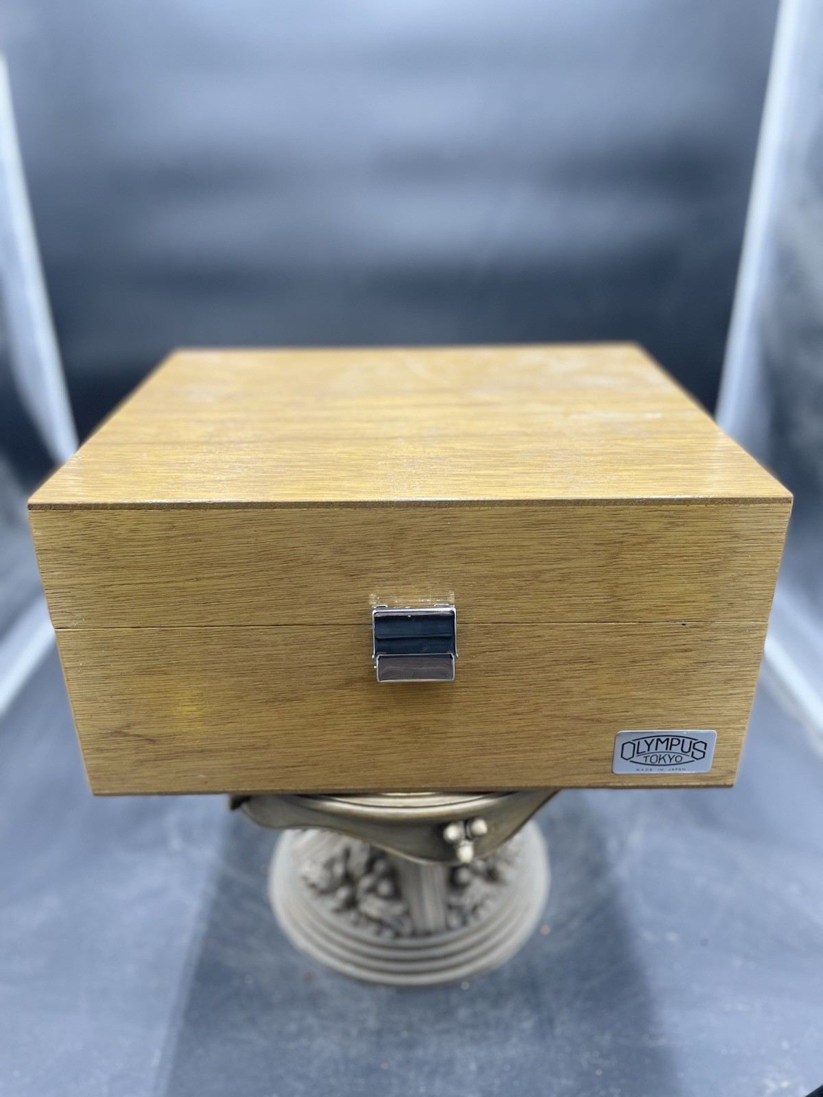 Vintage Olympus Tokyo Microscope And Accessories Wooden Box Case, Japan