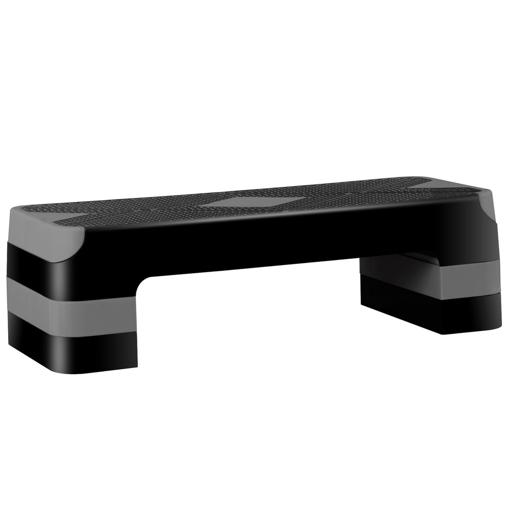 Aerobic Step Platform Exercise Step Adjustable Height 4"-6''-8' w/4 Risers Grey