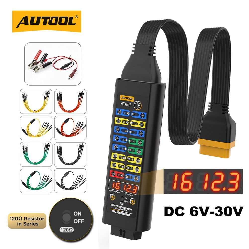 OBD2 Breakout Box OBDII Protocol Detector CAN Test Break Out Box Resistor Mode