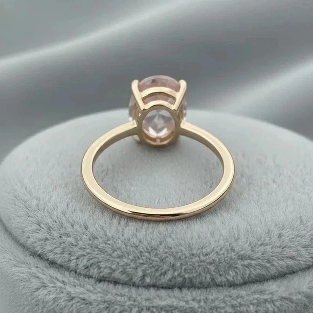 2.00Ct Oval Cut Lab Created Pink Diamond Solitaire Ring 14K Yellow Gold Plated
