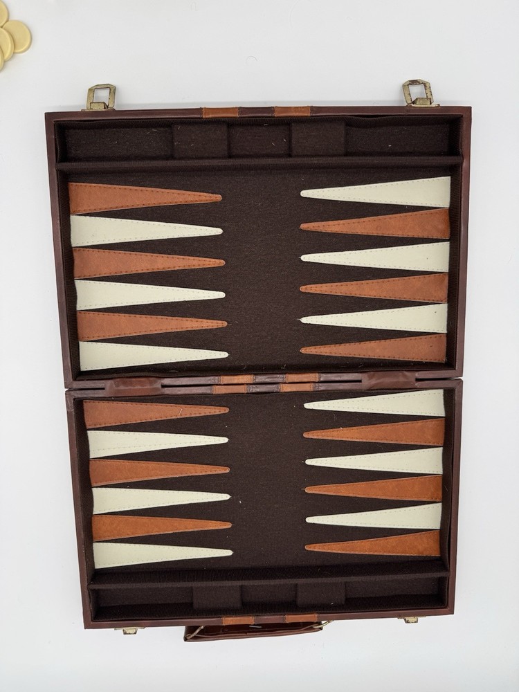 Vintage Pressman Backgammon Set Portable Leatherette Case