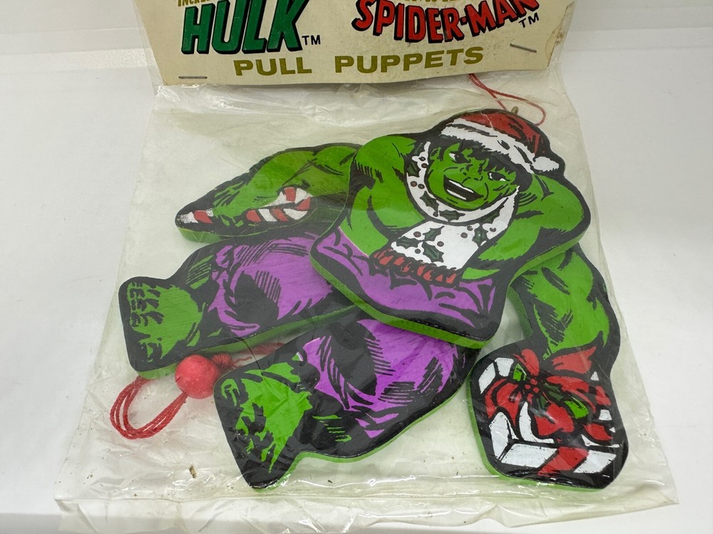 1981 Marvel Comics Santas World Kurt S Adler The Hulk Pull Puppet NEW Inv-2123