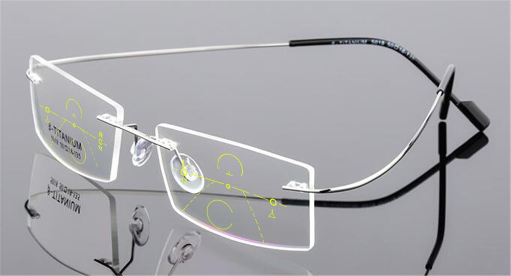 Progressive Multifocal Photochromic Rimless Titanium Reading Glass Customized