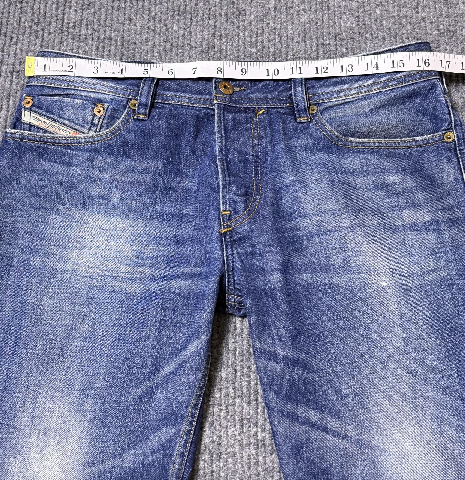 Diesel Jeans Mens 33x33 New-Fanker Button Fly Medium Wash Bootcut Blue Denim