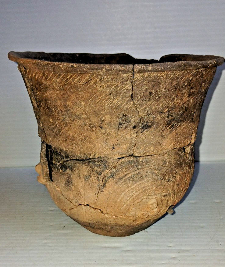 Pre-Columbian Native American Indian Mississippian Partial Pottery Jar Artifact