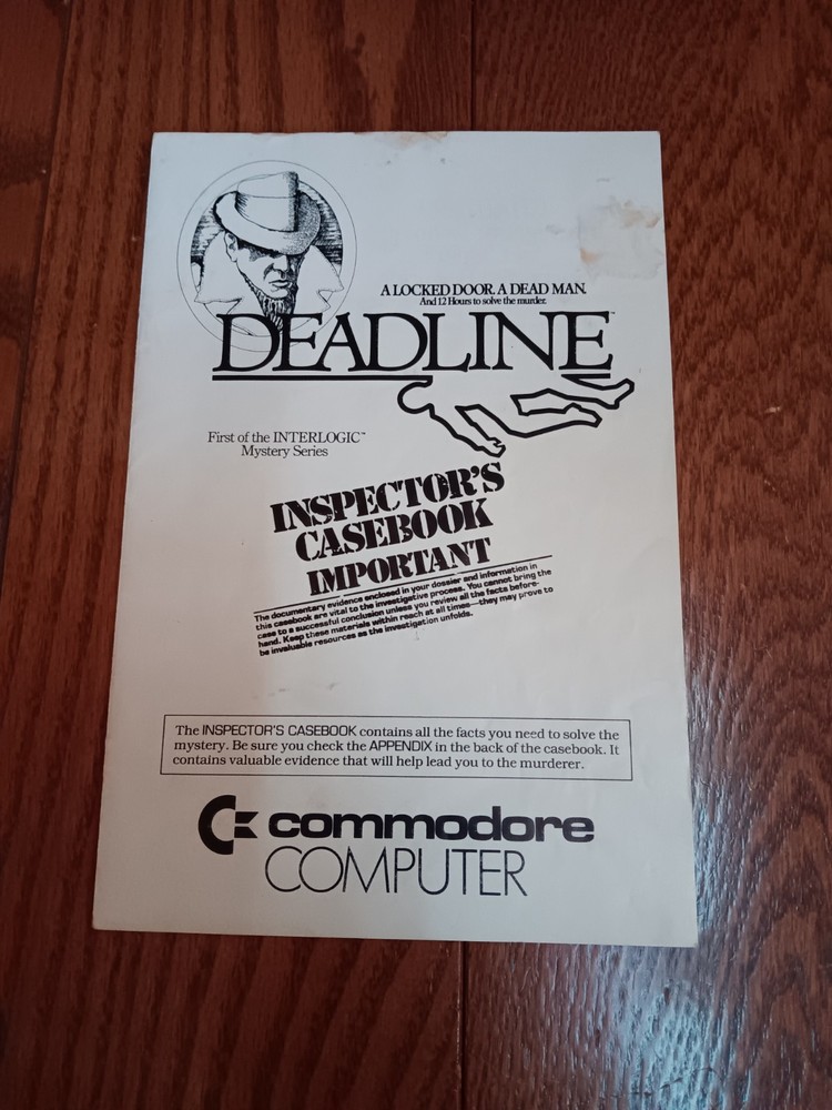 Commodore 64 Deadline Computer Game Software Tested/Works