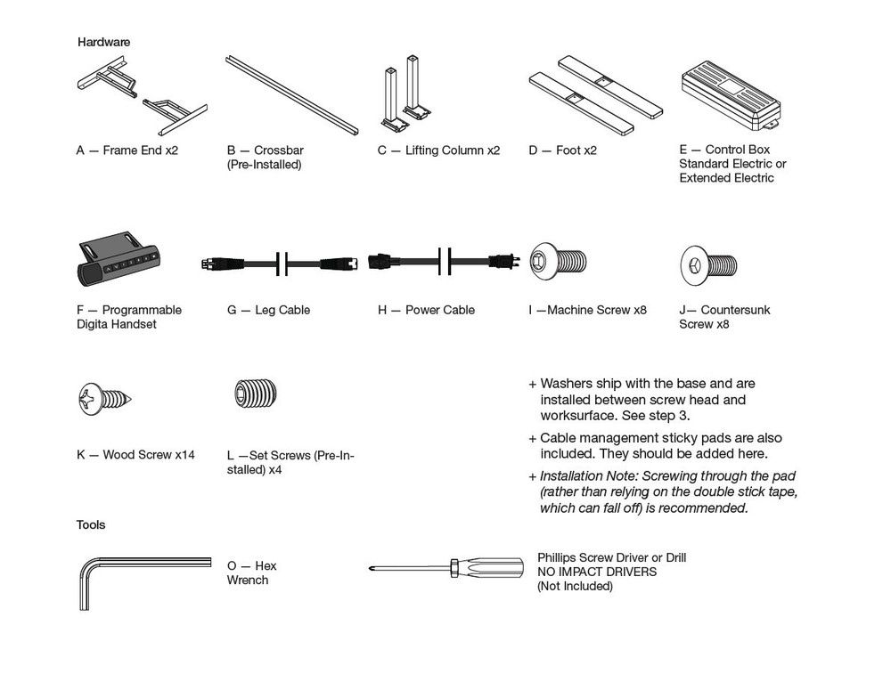 NEW Knoll k.base 26-45" Height + Width Adjustable Table Sit-Stand Desk BASE ONLY