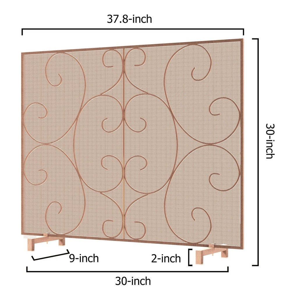 Single Panel Decorative Flat Fireplace Screen Stand Alone Cover Handcrafted D...