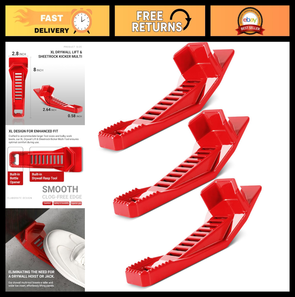 3-Pack XL Drywall Lifter & Rasp Set, Adjustable Jack, Multi-Tool for Wall Panels