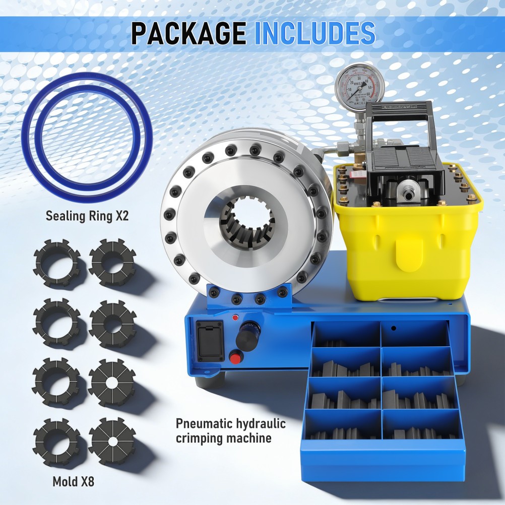 Pneumatic Hydraulic Hose Crimper High Pressure Hose Clamping Machine 40Mpa 8 Die