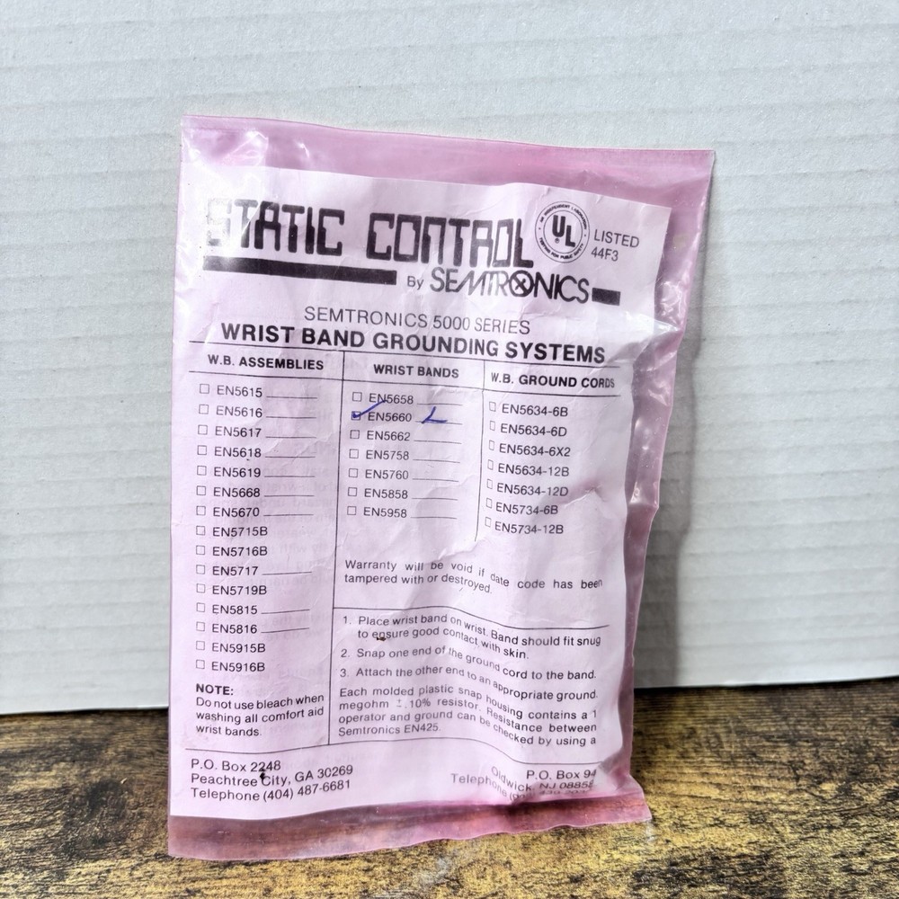 Static Control By Semitronics Wristband Grounding System 5000 Series