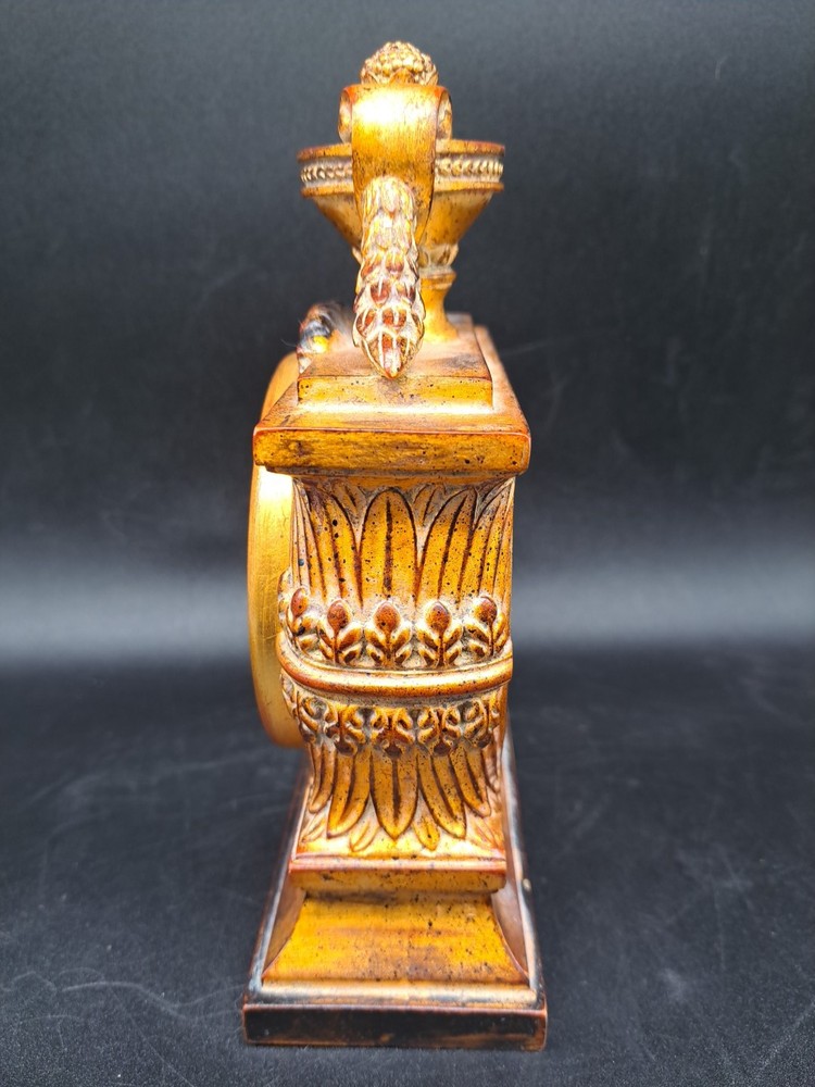 Heavy Ornate Rococo Style Quartz Gilt Clock Tested