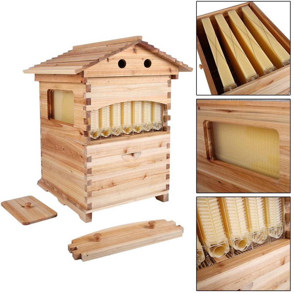 7Pcs Automatic Bee Frames w/ Auto Beehives Honey House Beekeeping Boxes Bee Hive