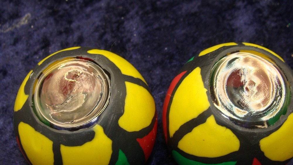 TWO FESTIVE CANDLE HOLDERS ~ 2” ~ Great Condition ~