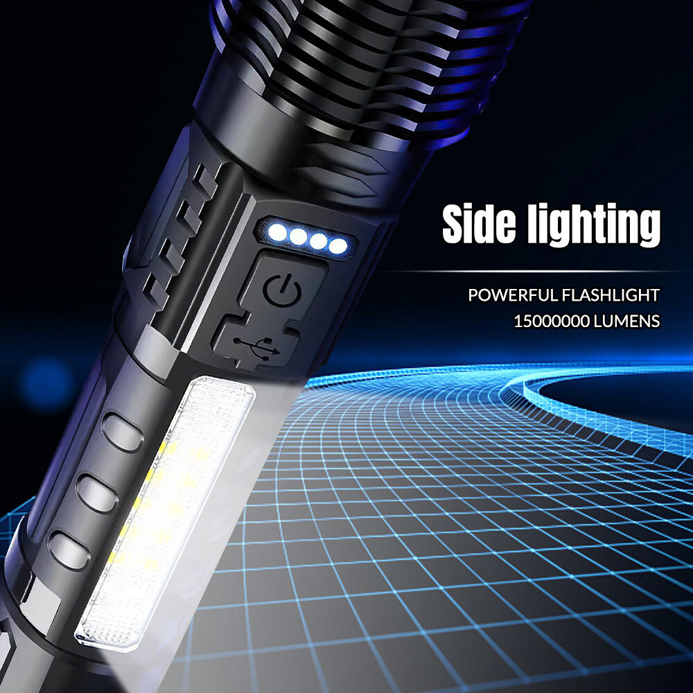 9000000LM LED Flashlight Tactical Super Bright Torch LED Work Light Rechargeable