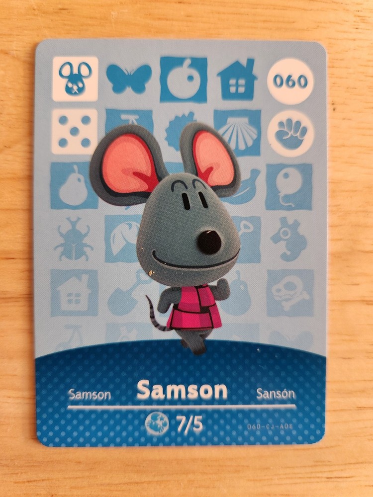 Nintendo Animal Crossing Amiibo Card Series 1 #060 Samson Authentic Mint