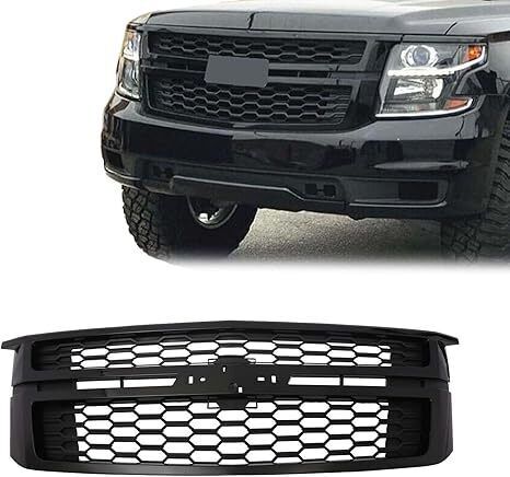 Front Upper Grille Assembly For 2015-2020 Chevrolet Tahoe Gloss Black