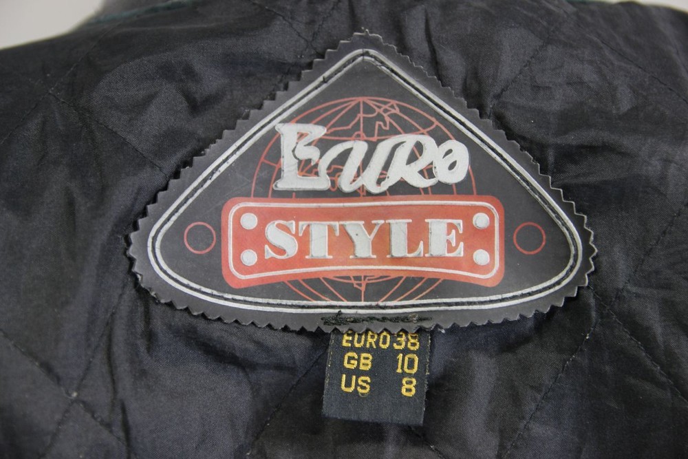 EURO STYLE CLASSIC BLACK LEATHER BIKER JACKET: SIZE 10