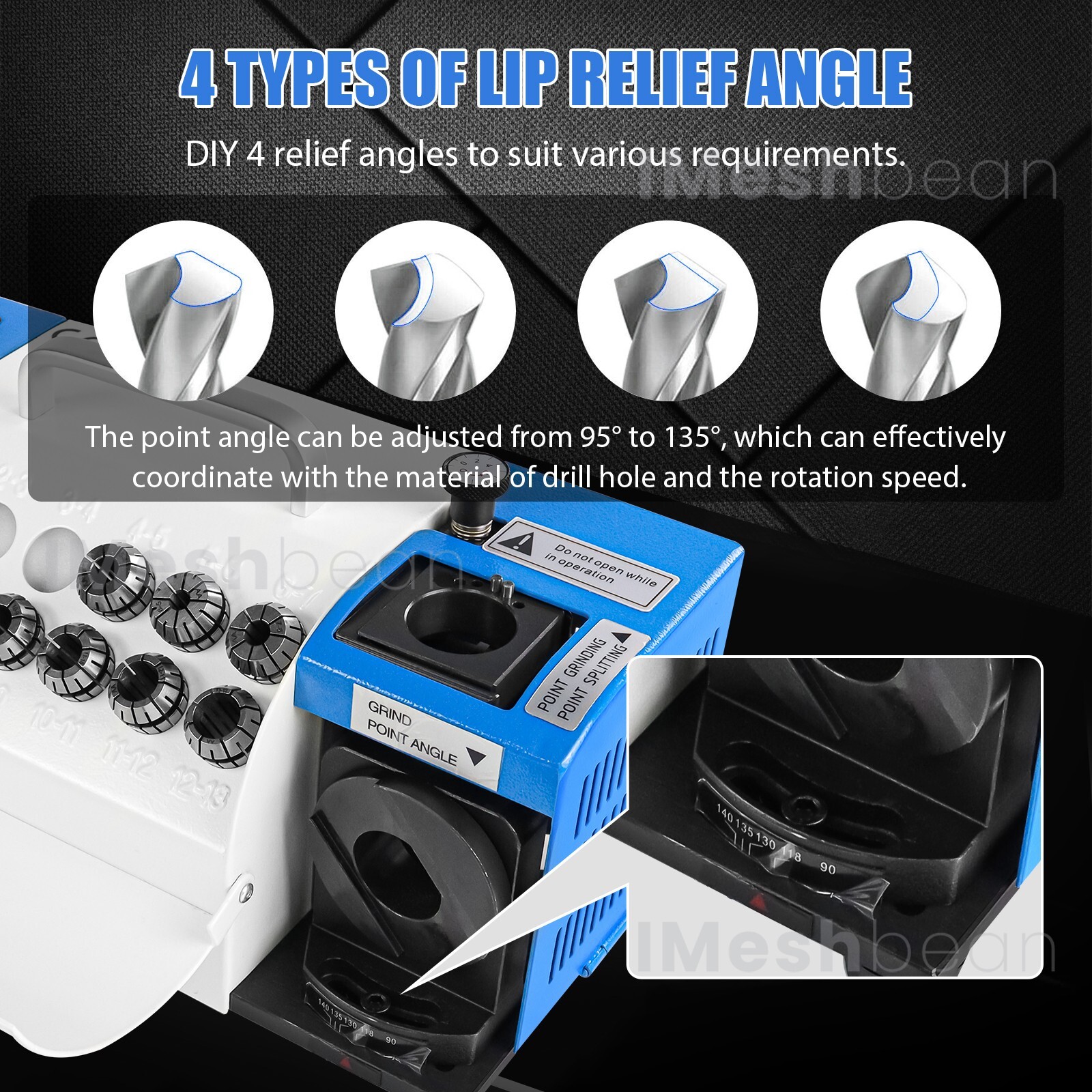 3-13/20mm Drill Bits Sharpener Bits Grinder Sharpener w/11 or 18 Collets 2 Wheel