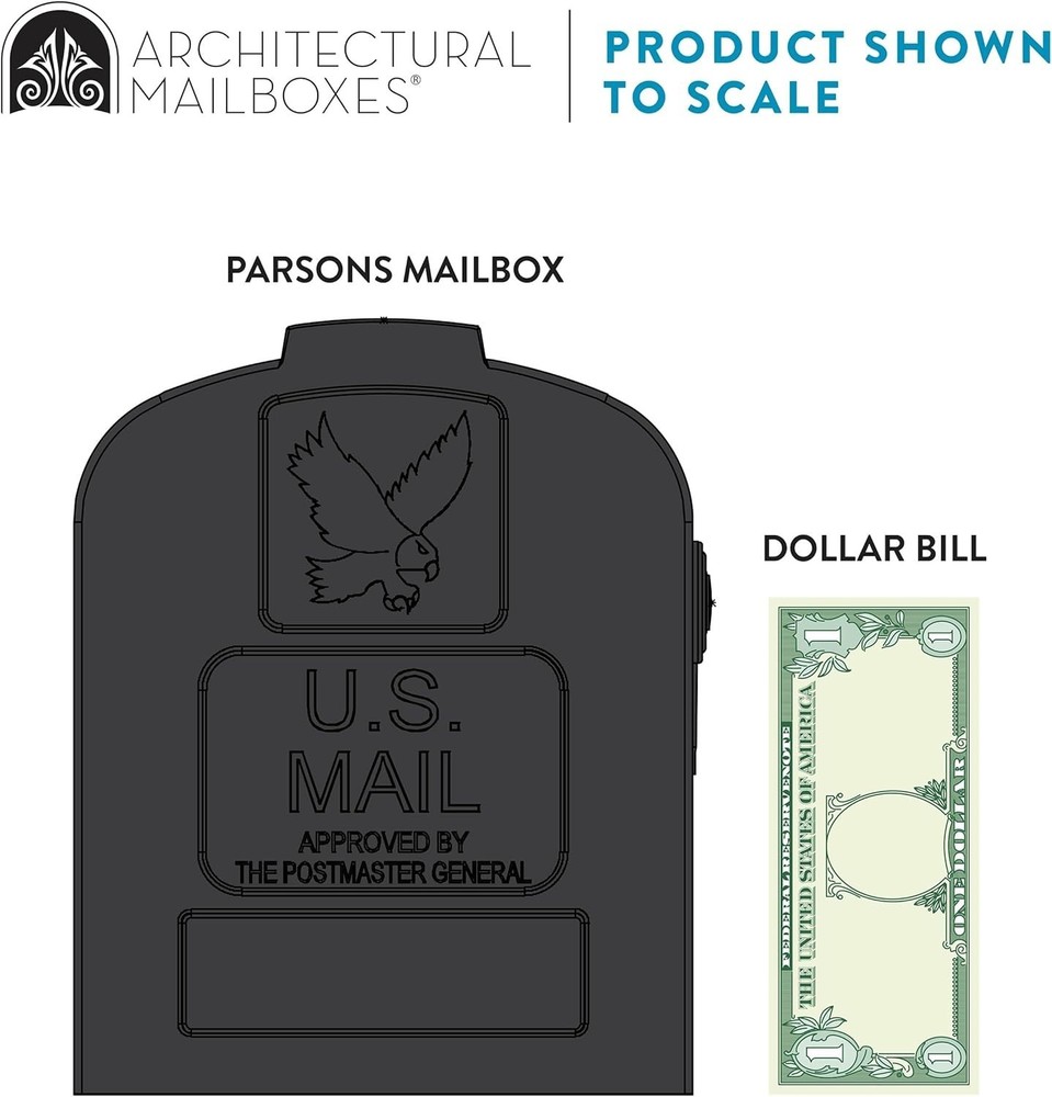 Stylish Black Plastic Curbside Mailbox - Medium, Rust-Proof & USPS Approved