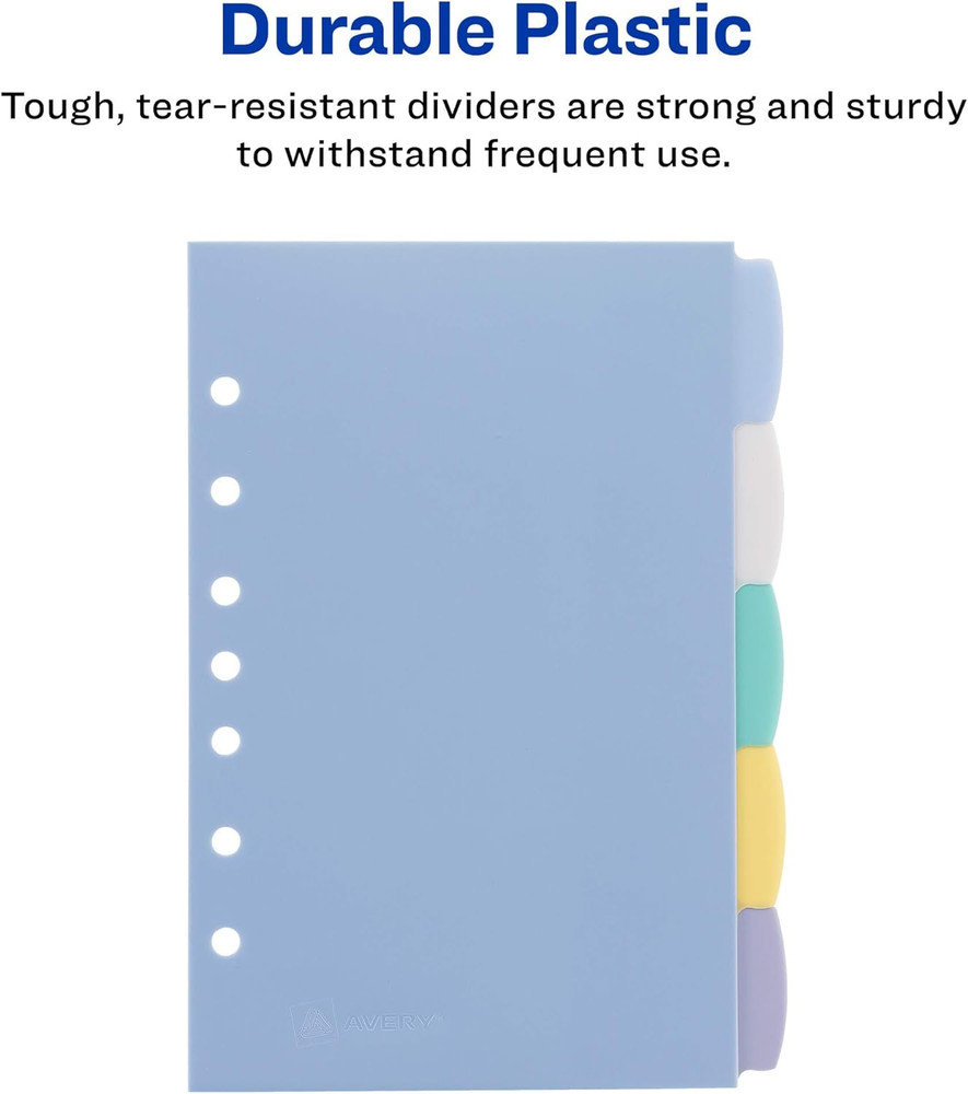 Write & Erase Durable Plastic Mini Dividers for 3 Ring Binders and 7-Ring Binder