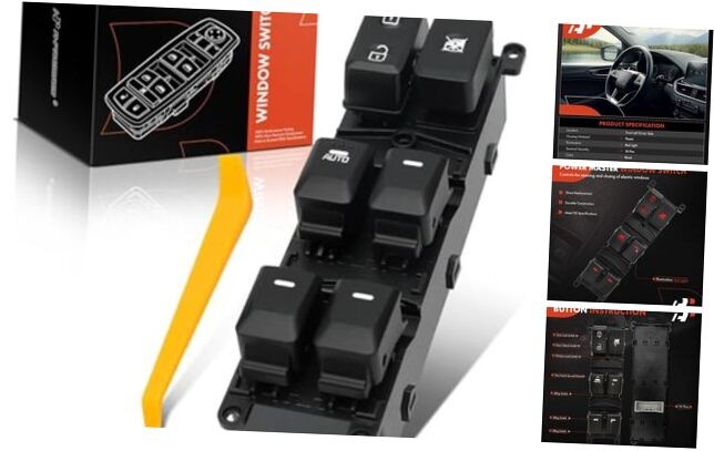 Master Power Window Switch Compatible with Kia Rio 2012-2017, 18 Blades,