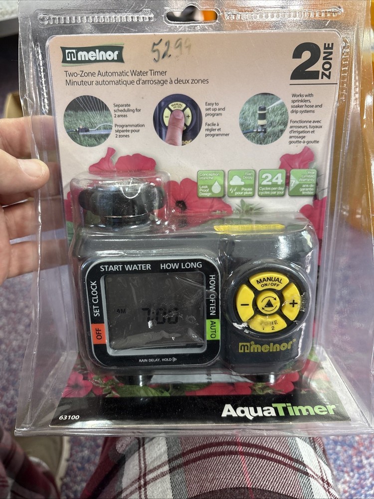 Melnor AquaTimer Two-Zone Automatic Water Timer #63100 New in Package NIP