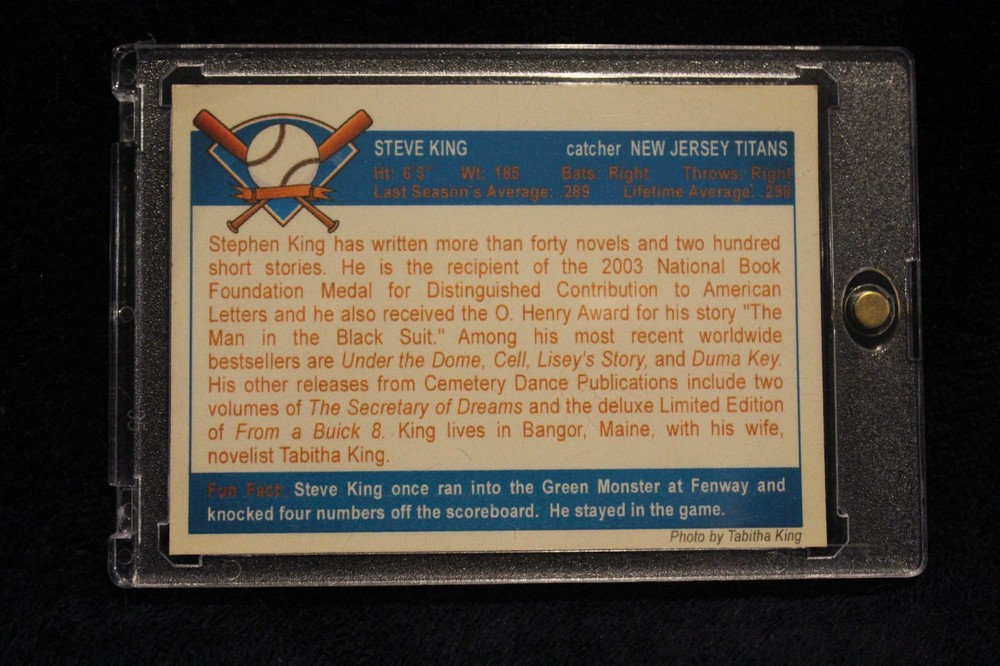 Rare Stephen King Baseball Card, Blockade Billy Edition, Palm Tree Background