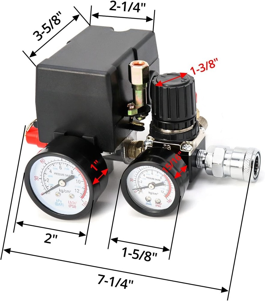QWORK Air Compressor Pressure Switch Control Valve, 90-120PSI Pressure...