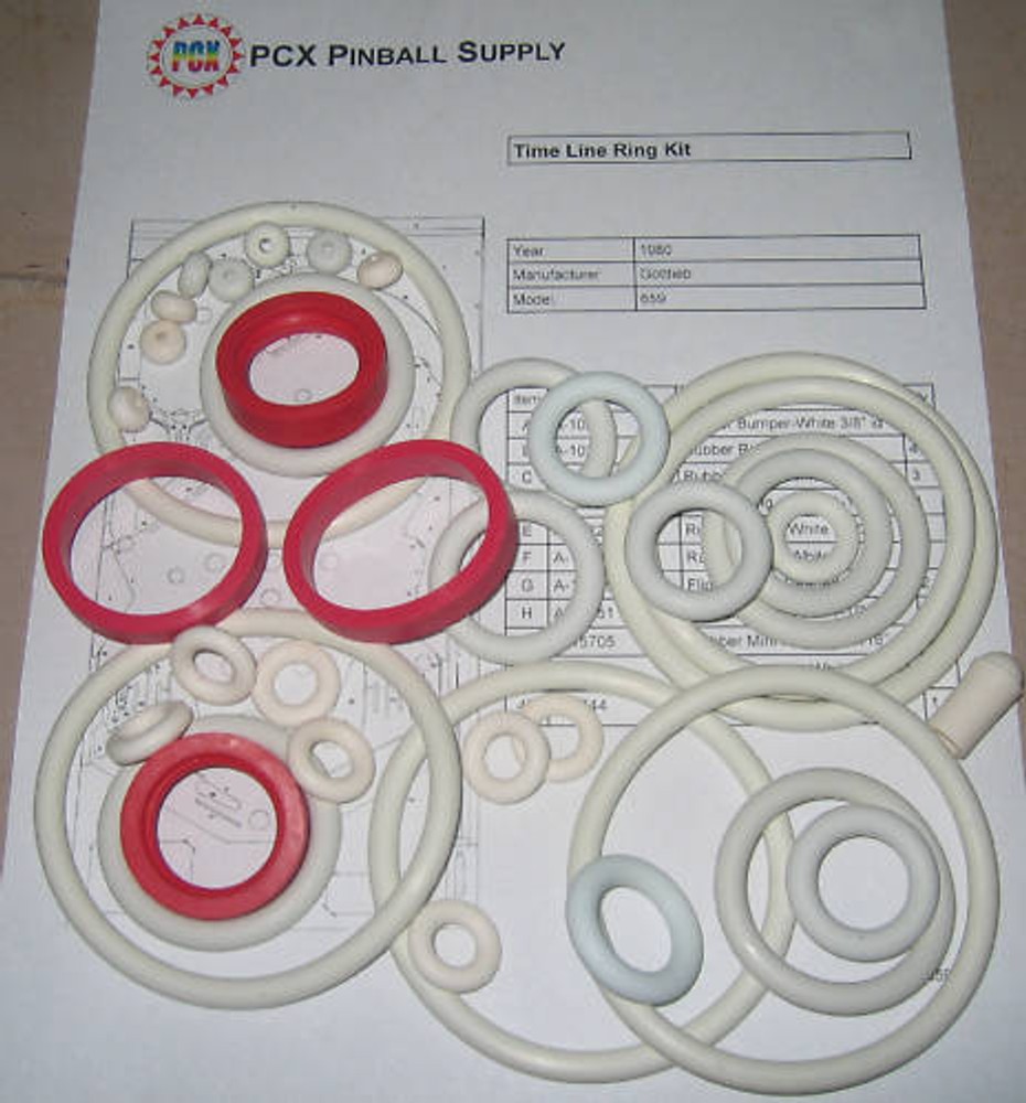 1980 Gottlieb Time Line Pinball Machine Rubber Ring Kit