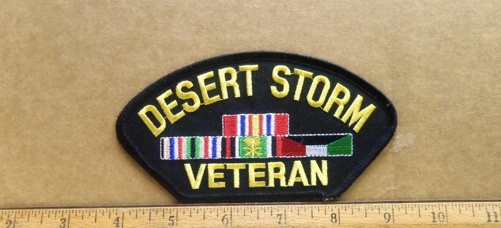 Desert Storm Veteran with Ribbons Embroidered Patch