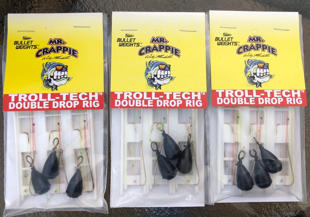 9 Mr. Crappie Troll- Tech Double Drop Rig Hooks 1/2oz S4