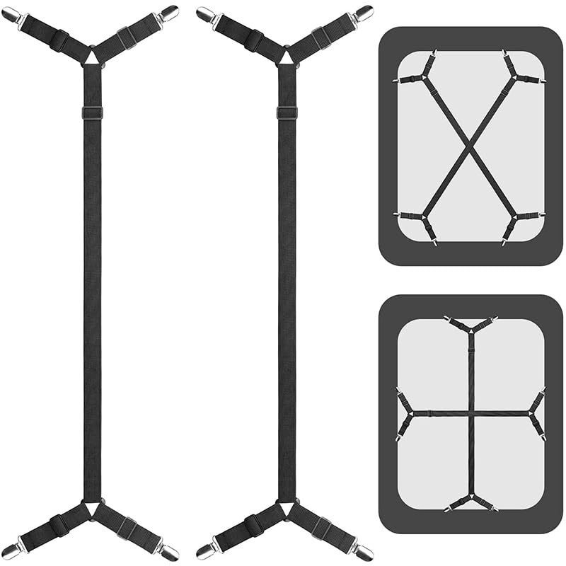 Bed Sheet Fasteners Straps - Adjustable Secure and Sheet Holder Straps 2 Pack