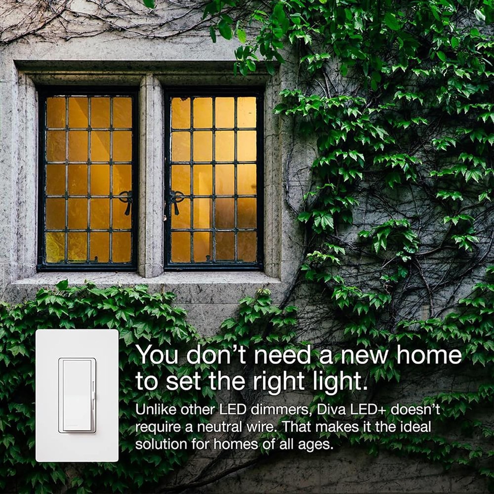 Diva LED+ Dimmer Light Switch for Dimmable LED, Halogen, and Incandescent Bul...