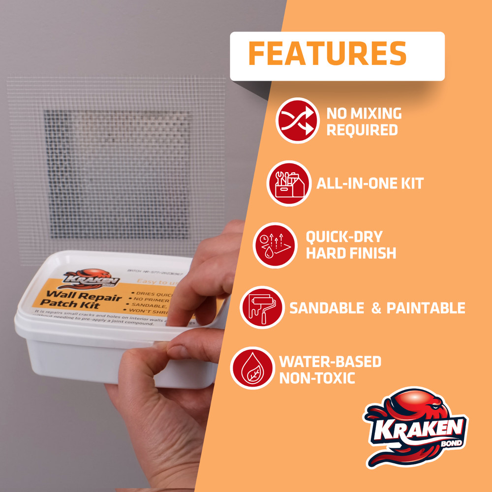 Kraken Bond Wall Repair Patch Kit - 8 fl oz 3 Pack