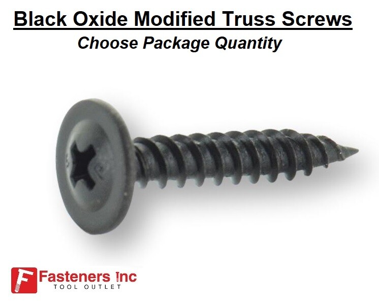 #8 Klath Sharp Point Screws Phillips Modified Truss Head Black Oxide Steel